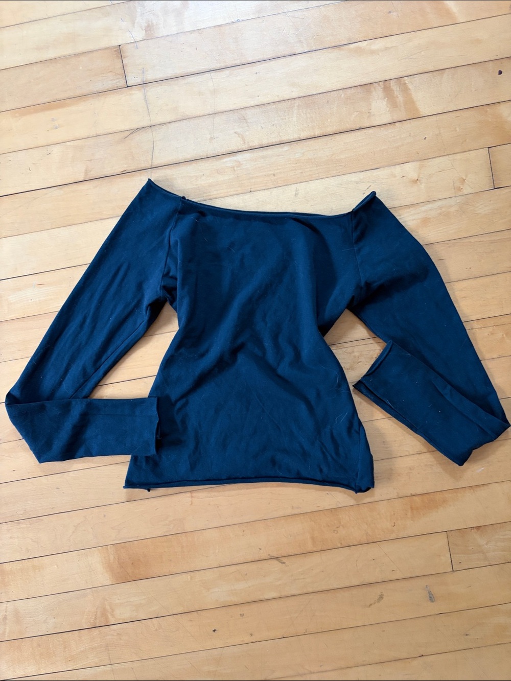 Brandy Melville Black Off-Shoulder Long Sleeve Top